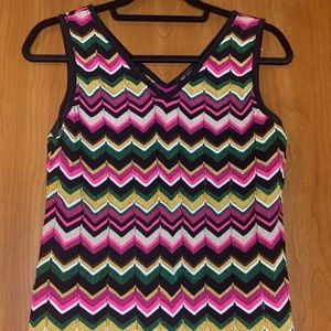 INC INTERNATIONAL CONCEPTS METALLIC SHIMMER CHEVRON PRINT SWEATER TOP ~ SIZE LG
